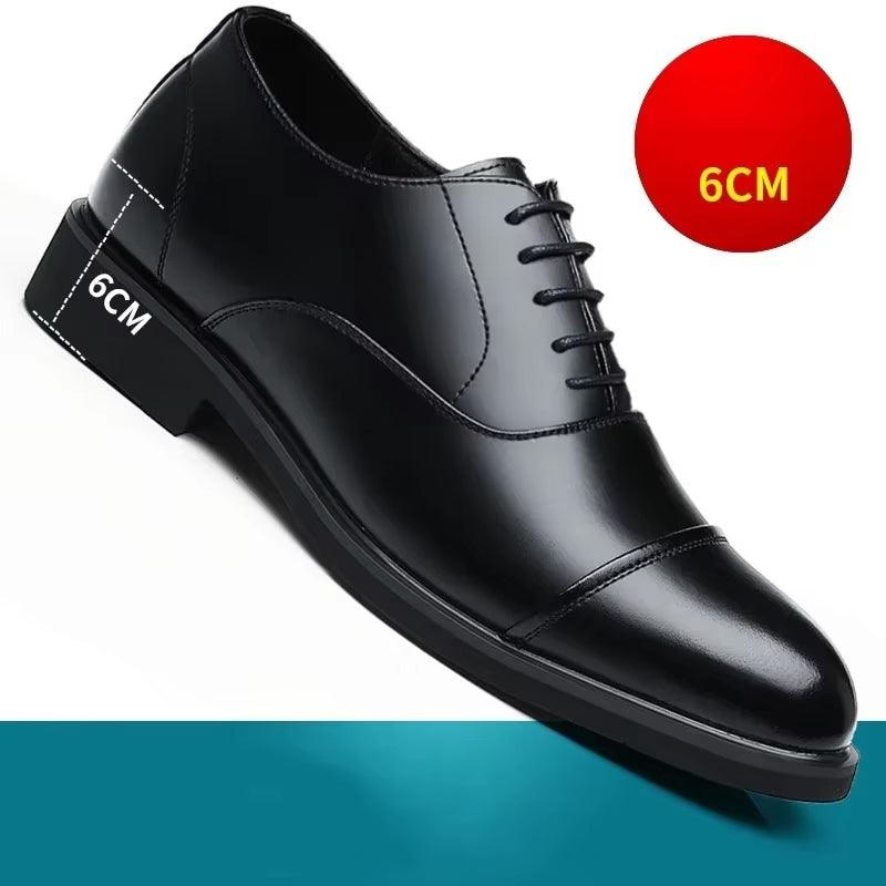 Business Height Increasing Shoes Men Taller Elevator 6CM Invisible Insole for Daily Mens Heighten Increased Wedding Oxfords Male