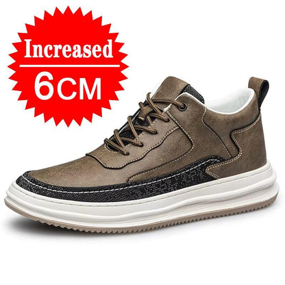 Sneakers Man Elevator Shoes Height Increase Shoes for Men Insoles 8CM Casual Genuine Leather Sports Heightening Shoes Tall Shoes