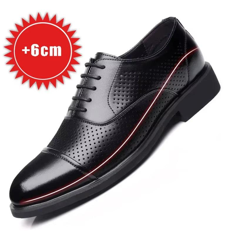 Business Height Increasing Shoes Men Taller Elevator 6CM Invisible Insole for Daily Mens Heighten Increased Wedding Oxfords Male