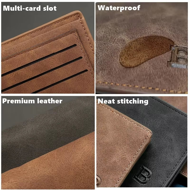 New Retro Men Leather Wallets Small Money Purses Design Dollar Price Top Men Thin Wallet with Coin Bag Zipper