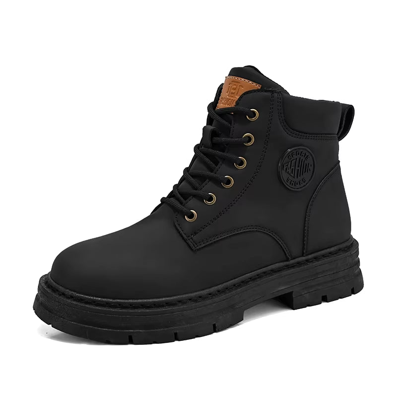 Men'S High Top Boots Four Season Outdoor Work Shoes anti Slip and Comfortable Yellow Boots Fashion British Casual Leather Boots