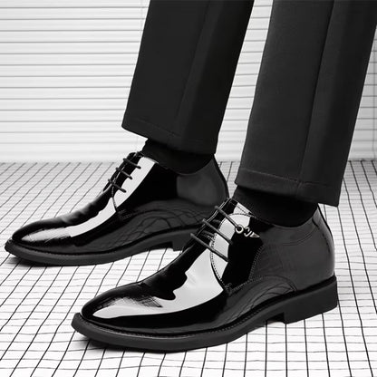 3/6/8 Cm Elevator Shoes Men Dress Shoes Patent Leather Men Heighten Formal Shoes Pointed Business Men Oxfords Suit Shoes