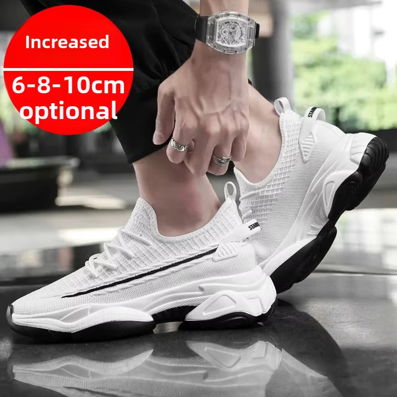 Summer Breathable Invisible Height Increase 10CM Men'S Casual Network Shoes Old Man Shoes Running Sports Shoes Men