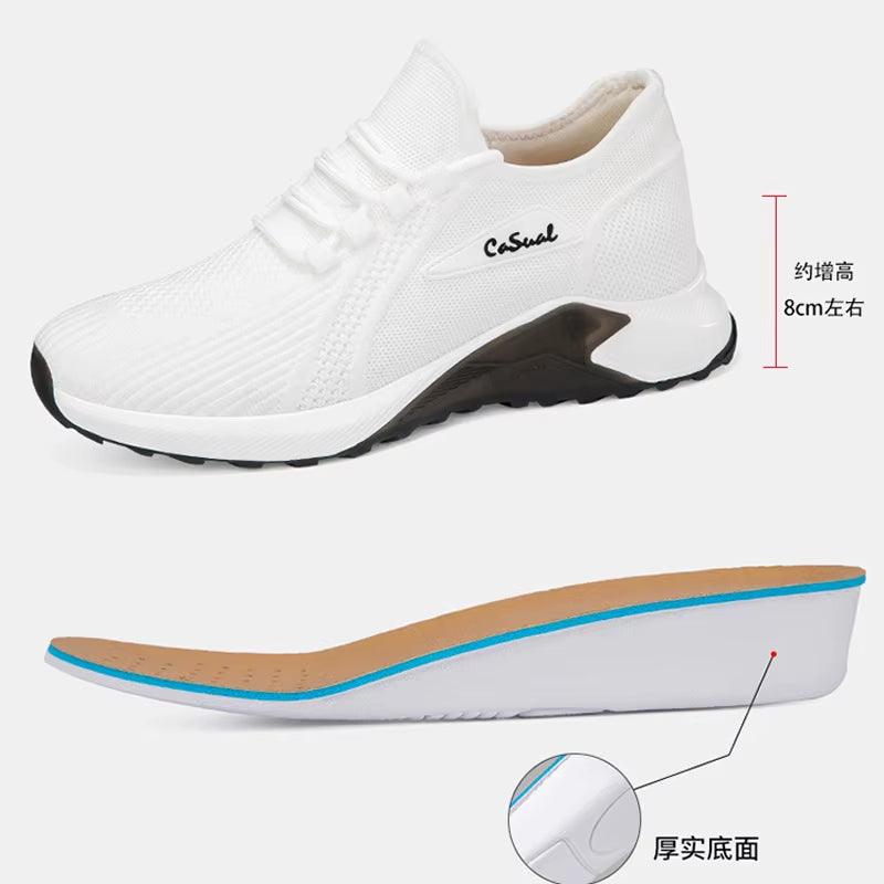 Sneakers Men Elevator Shoes Hidden Heels Breathable Heightening Shoes for Man Increase Insole 10 CM 8 6CM Optional Height Shoes