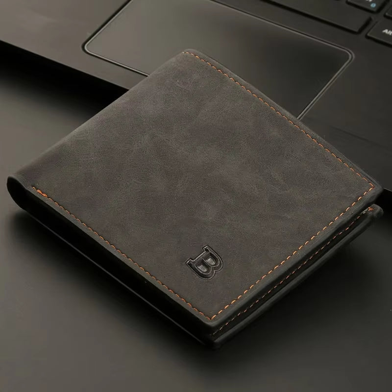 New Retro Men Leather Wallets Small Money Purses Design Dollar Price Top Men Thin Wallet with Coin Bag Zipper