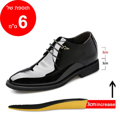 3/6/8 Cm Elevator Shoes Men Dress Shoes Patent Leather Men Heighten Formal Shoes Pointed Business Men Oxfords Suit Shoes