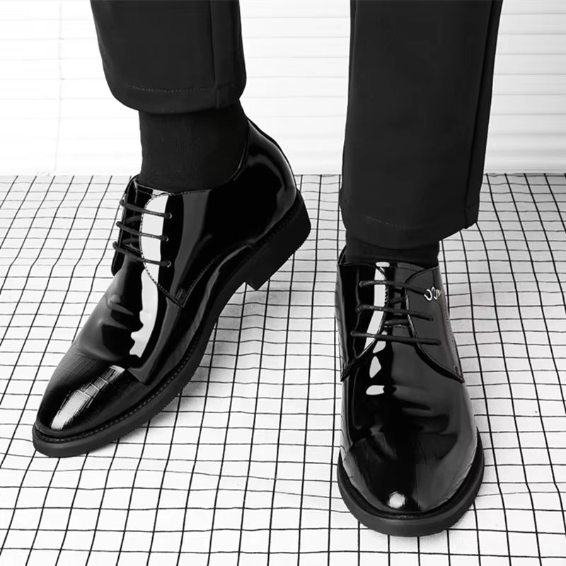 3/6/8 Cm Elevator Shoes Men Dress Shoes Patent Leather Men Heighten Formal Shoes Pointed Business Men Oxfords Suit Shoes