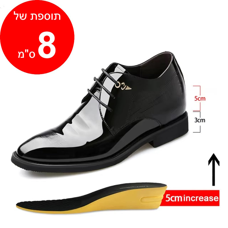 3/6/8 Cm Elevator Shoes Men Dress Shoes Patent Leather Men Heighten Formal Shoes Pointed Business Men Oxfords Suit Shoes