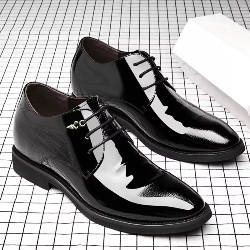 3/6/8 Cm Elevator Shoes Men Dress Shoes Patent Leather Men Heighten Formal Shoes Pointed Business Men Oxfords Suit Shoes