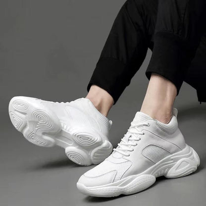 Fashion Sneakers Man Elevator Shoes Height Increase Insole 8Cm White Black Taller Shoes Men Breathable Leisure Sports plus Size