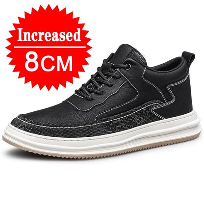 Sneakers Man Elevator Shoes Height Increase Shoes for Men Insoles 8CM Casual Genuine Leather Sports Heightening Shoes Tall Shoes