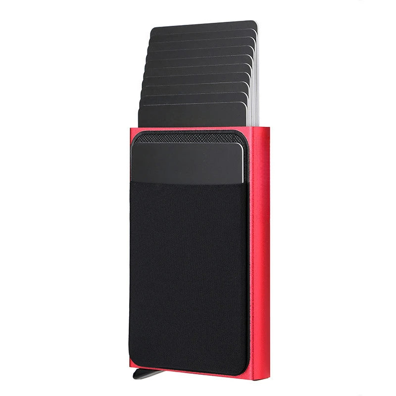 Automatic Flip Card Side Push Card Holder Sleeve Large Capacity 12 Cards Slot Metal Cards Box Men Credit Card Anti-Theft Wallets