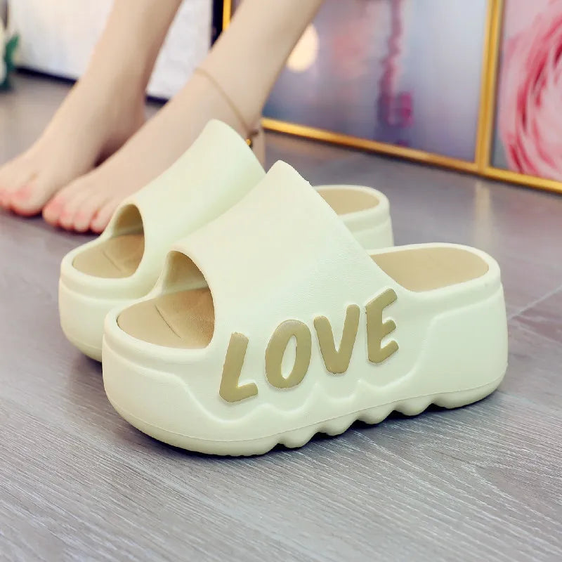 New 2025 White Pink Bow-Knot Slippers Woman High Platform EVA Slides Designer Sandals Beach Clogs Women Elevator Shoe