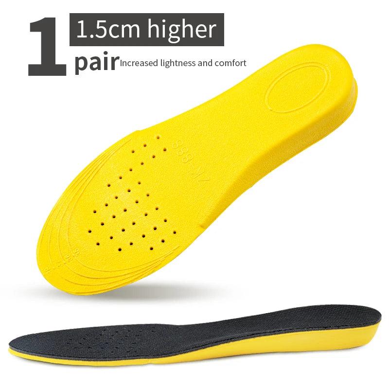 Invisiable Height Increase Insoles for Women Men Heel Lift Yellow Shoes Sole Pad Breathable Shock Absorption Feet Care Cushion