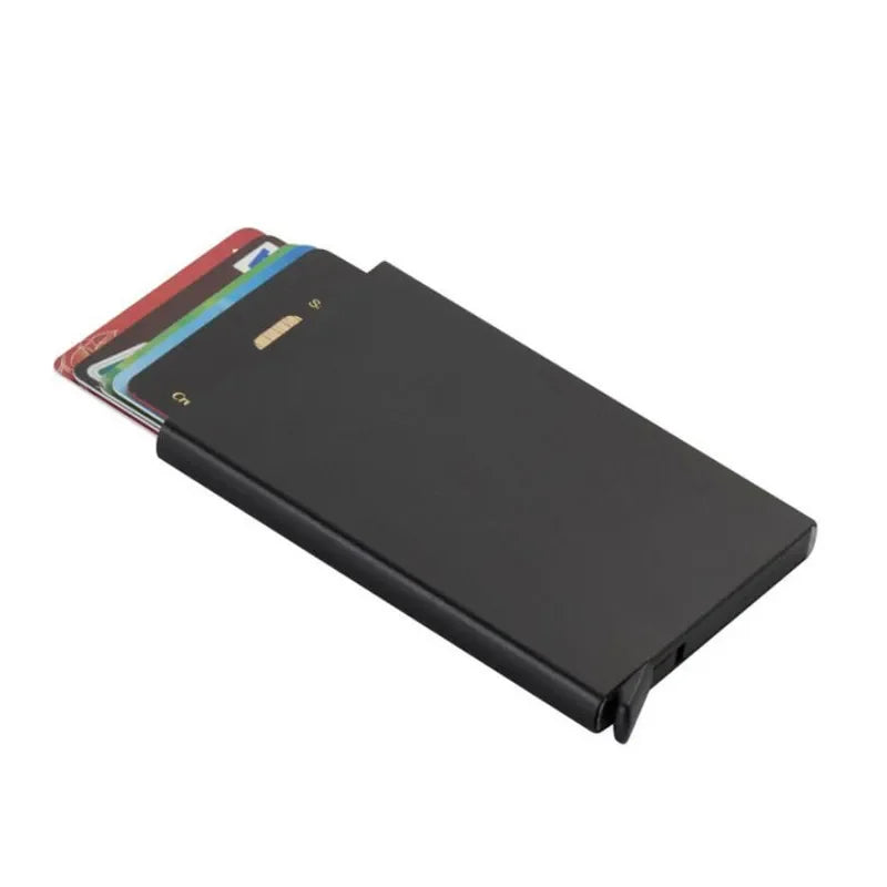 Automatic Flip Card Side Push Card Holder Sleeve Large Capacity 12 Cards Slot Metal Cards Box Men Credit Card Anti-Theft Wallets