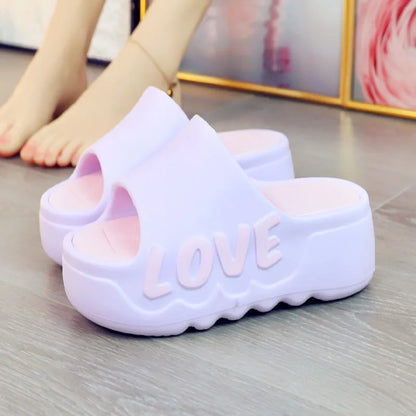 New 2025 White Pink Bow-Knot Slippers Woman High Platform EVA Slides Designer Sandals Beach Clogs Women Elevator Shoe