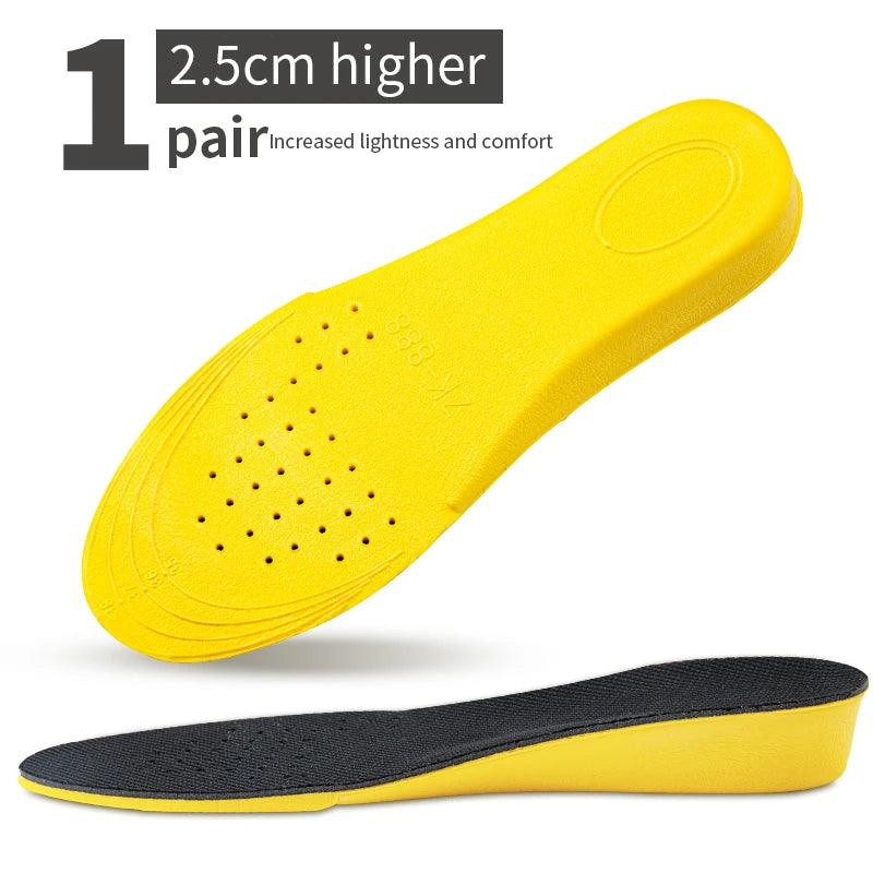 Invisiable Height Increase Insoles for Women Men Heel Lift Yellow Shoes Sole Pad Breathable Shock Absorption Feet Care Cushion