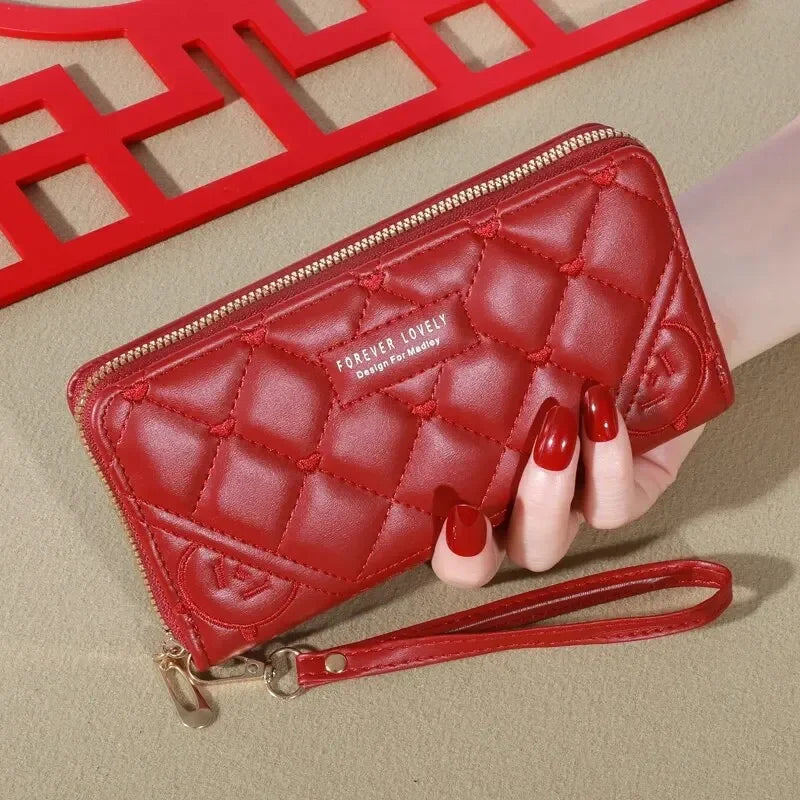 New Wallet Women'S European and American Card Bag Zipper Handbag Embroidered Mobile Phone Bag