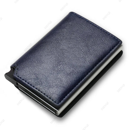 DIENQI Carbon Fiber Card Holder Wallets Men Brand Rfid Black Magic Trifold Leather Slim Mini Wallet Small Money Bag Male Purses