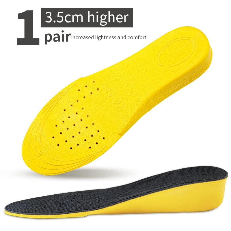 Invisiable Height Increase Insoles for Women Men Heel Lift Yellow Shoes Sole Pad Breathable Shock Absorption Feet Care Cushion