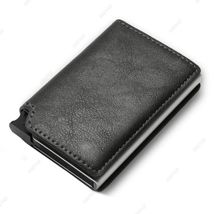 DIENQI Carbon Fiber Card Holder Wallets Men Brand Rfid Black Magic Trifold Leather Slim Mini Wallet Small Money Bag Male Purses