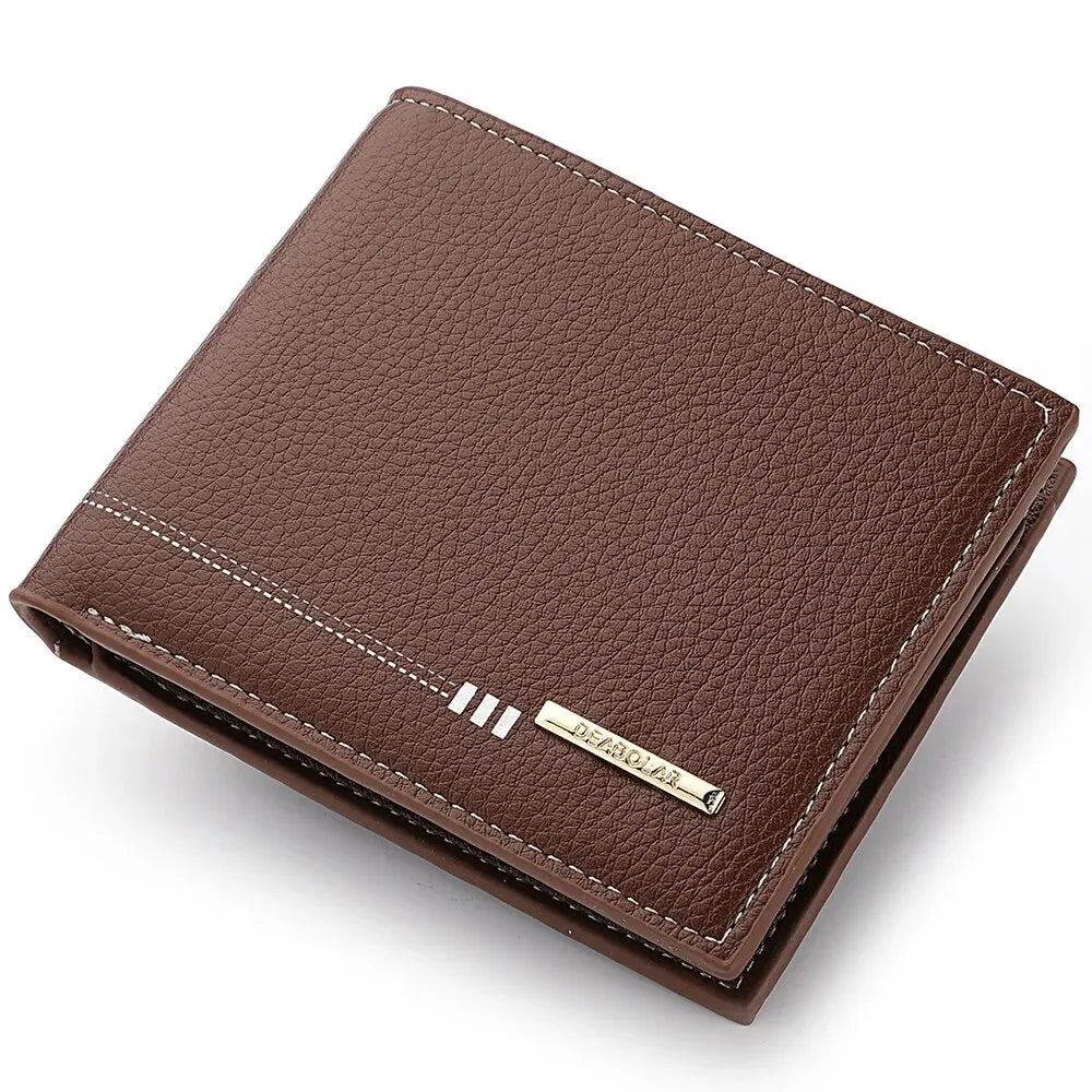 New Men'S Wallet Credit Card Holder Zipper Coin Purse High-Quality Lychee Pattern Business Short Wallet for Men