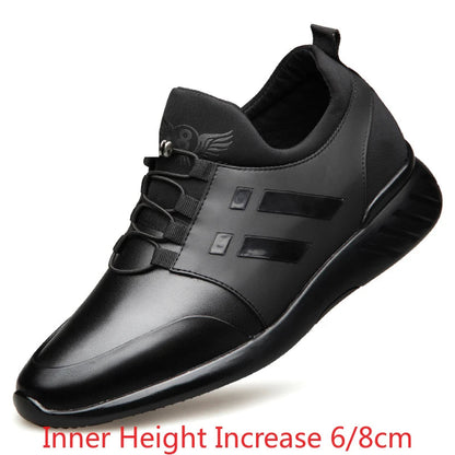 2024 New Summer Genuine Leather Casual Shoes Men Sneakers Shoes Comfortable Platform Male Footwear Height Increase Insole 6CM