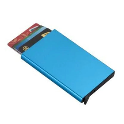 Automatic Flip Card Side Push Card Holder Sleeve Large Capacity 12 Cards Slot Metal Cards Box Men Credit Card Anti-Theft Wallets