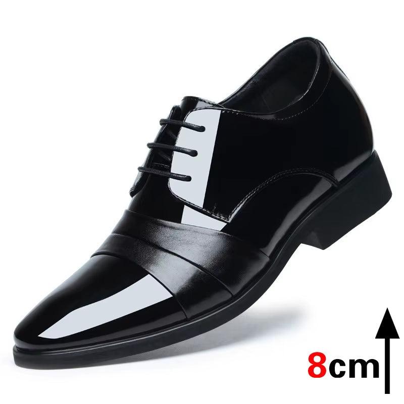 New Men 6/8Cm Derby Shoes Patent Leather Height Increase Men Dress Shoes Formal Elevator Business Shoes Bright Upper