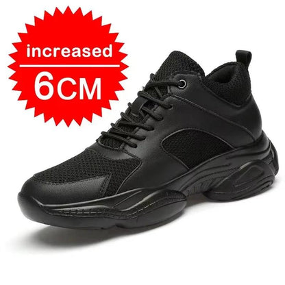 Fashion Sneakers Man Elevator Shoes Height Increase Insole 8Cm White Black Taller Shoes Men Breathable Leisure Sports plus Size