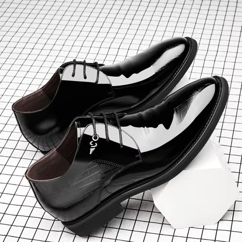 3/6/8 Cm Elevator Shoes Men Dress Shoes Patent Leather Men Heighten Formal Shoes Pointed Business Men Oxfords Suit Shoes