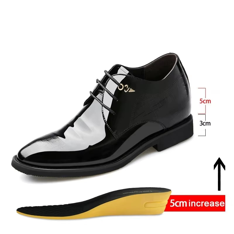 3/6/8 Cm Elevator Shoes Men Dress Shoes Patent Leather Men Heighten Formal Shoes Pointed Business Men Oxfords Suit Shoes