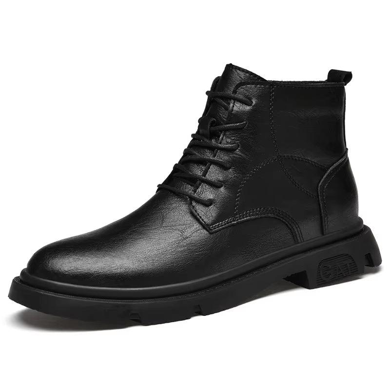 Men Boots Elevator Shoes Invisible Heels 8CM 6CM Height Increasing Shoes Man Fashion Leather Ankle Boots Male Moccasins Taller