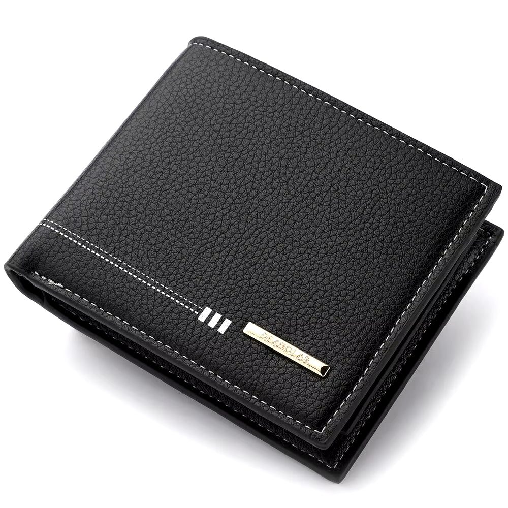 New Men'S Wallet Credit Card Holder Zipper Coin Purse High-Quality Lychee Pattern Business Short Wallet for Men