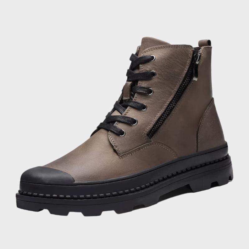 2023 New Fashion Side Zipper Ankle Boot Men Genuine Leather Work Shoes Designer Thick Bottom Boots Brand Outdoor Casual Shoes